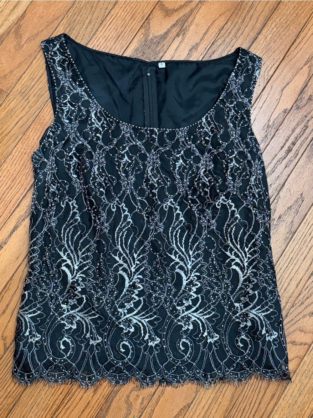 Vintage Black Lace Beaded Strapless Bustier